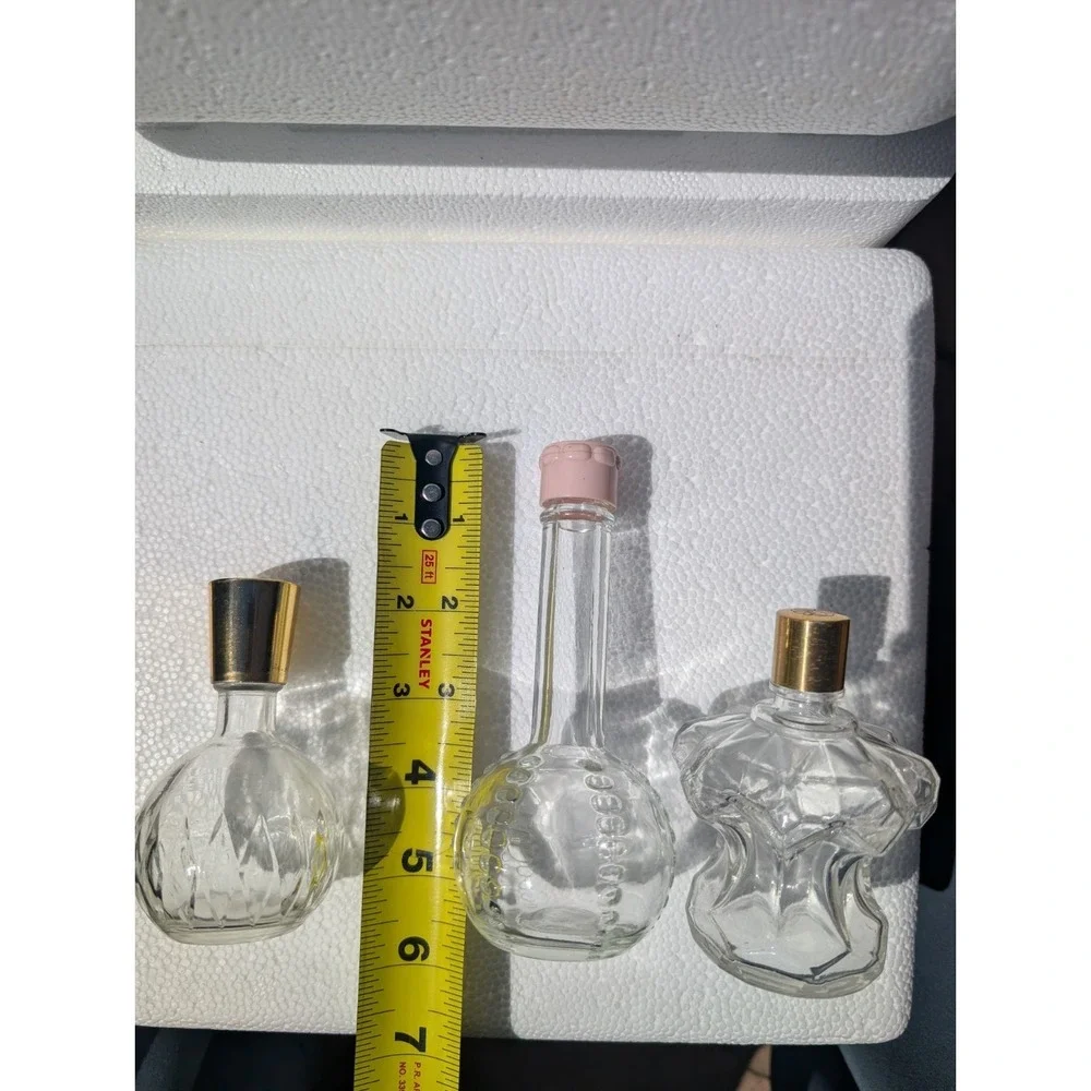 Vintage Glass Purfume Bottles Empty Lot of 3 with Stoppers